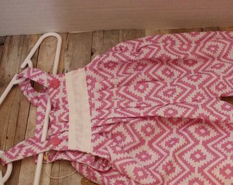 Adorable, Customizable newborn Overalls Romper (size nb) - Pink Aztec Print