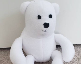 Stuffed Plush Bear - Handmade Snuggly White Polar Bear Stuffed Plush Bear