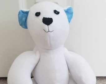 Stuffed Plush Bear - Handmade Snuggly White Stuffed Plush Bear