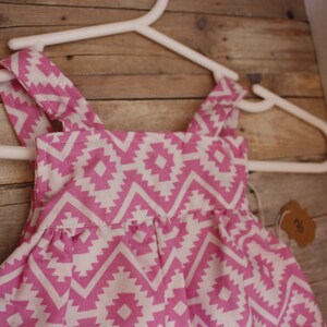 Adorable, Customizable newborn Overalls Romper size nb Pink Aztec Print image 7