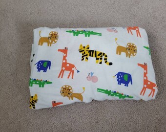 Fitted Flannel Crib Sheet - Zoo Jungle Animals