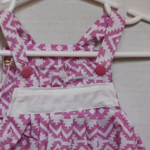 Adorable, Customizable newborn Overalls Romper size nb Pink Aztec Print image 3