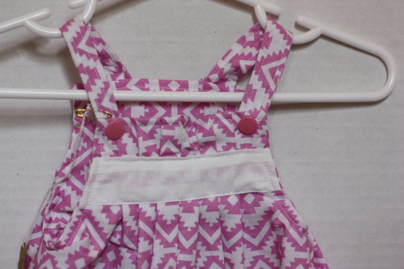 Adorable, Customizable newborn Overalls Romper size nb Pink Aztec Print image 3