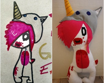 Create a Custom Stuffed Animal from child's artistic imaginary creation