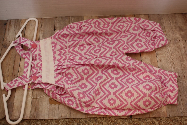 Adorable, Customizable newborn Overalls Romper size nb Pink Aztec Print image 1