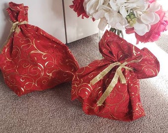 Reusable Fabric Christmas Bags - XS