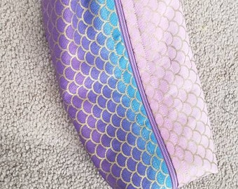 Reusable, washable, zipper closure pencil cases - mermaid scales- kid approved!