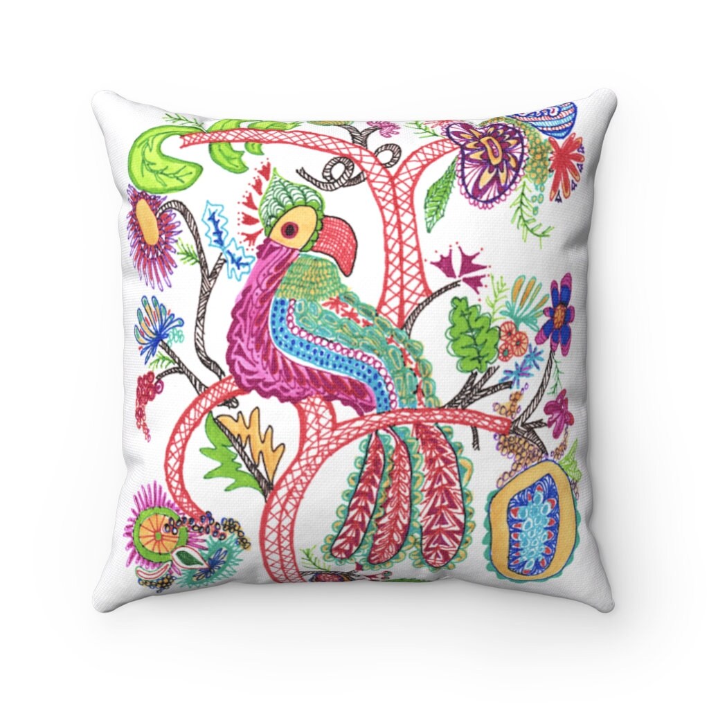 DECORATIVE Pillows Housewarming Gift Doodles Pillow with Polyester Cover AESTHETIC PILLOW