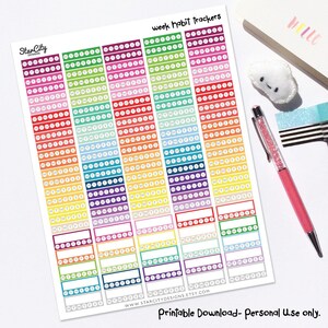 Printable WEEKLY Habit stickers, Weekly tracker, Printable Planner Stickers, Planner Printables, Bullet Journal Stickers, Printable Stickers