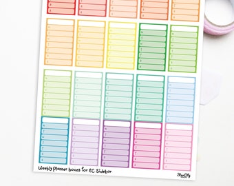 Printable Weekly Planner boxes for EC Sidebar, Planner Stickers, Meal Plan Stickers, Planner Printable, Printable planner, Weekly Boxes