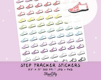 Printable Step Tracker Stickers, Digital Step Tracker Sticker, Step Planner, Workout Stickers, Bullet Journal Stickers, Bujo Stickers