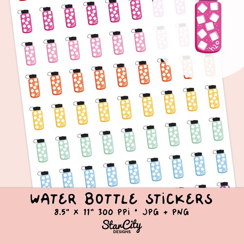 Printable Hydrate Planner Stickers Printable Water Tracker - Etsy