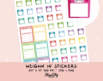 Printable Scale Stickers, fitness stickers, weight loss stickers, weigh in, weight stickers, stickers for weigh-in, digital stickers, scales