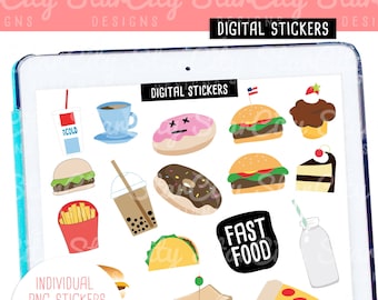 Fast Food Stickers for Goodnotes, Food Png Stickers, precropped Goodnotes stickers, digi stickers, pngs for digital planner