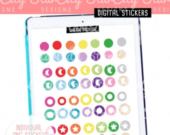 Mini Dot Stickers Pre-cropped for Goodnotes, Check list Dot Stickers, png stickers for goodnotes, Digital stickers, star dots, moon dots