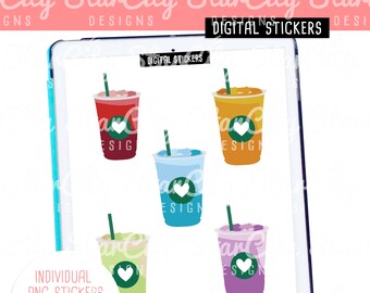 Digital Refresher Drinks Precropped for Goodnotes, Digital Drink Stickers, Digital stickers, pngs for digital planner, Ice Drink png graphic