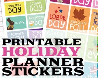 Printable Planner Stickers, Holiday sticker box, Planner Printables, planner supplies, Holiday planner, Holiday Sticker Squares, Vertical