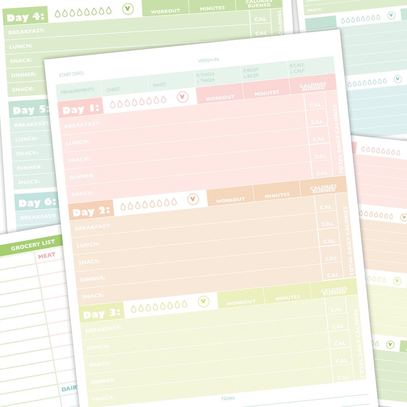 Exercise Magazine Printable, Supper Planner, training planner, Physical fitness planner, Health printable, Exercise tracker, Training tracker, Grocery listing photograph regarding Printable Fitness Journals titled Exercise Magazine Printable, Supper Planner, training planner, Physical fitness planner, Physical fitness printable, Health and fitness tracker, Exercise routine tracker, Grocery checklist