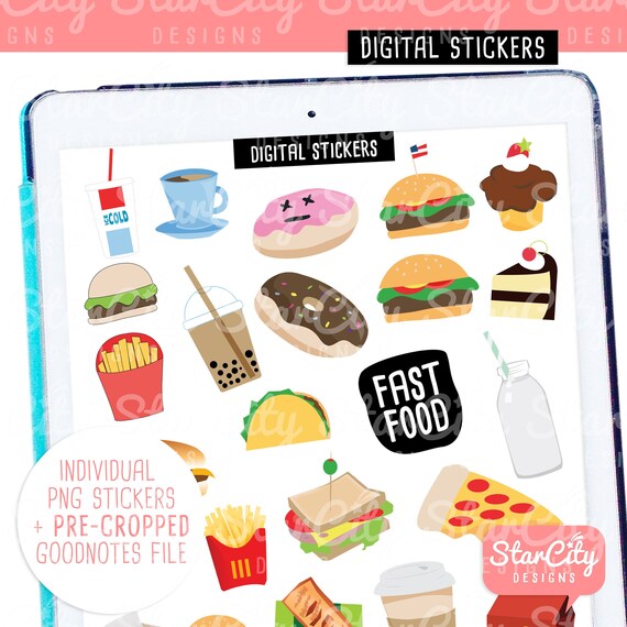 Fast Food Stickers for Goodnotes Food Png Stickers Etsy