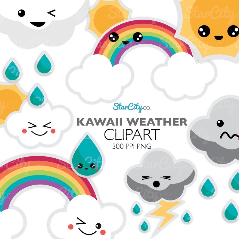 kawaii weather clipart rainbow