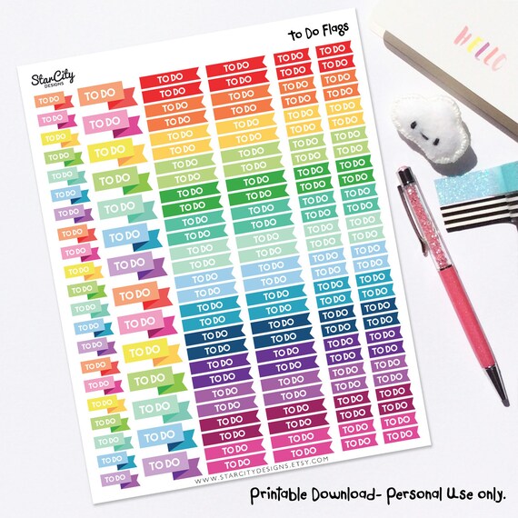 Printable To Do Stickers Printable Planner Stickers Planner Printables Bullet Journal Stickers Printable Stickers To Do Sticker Flags