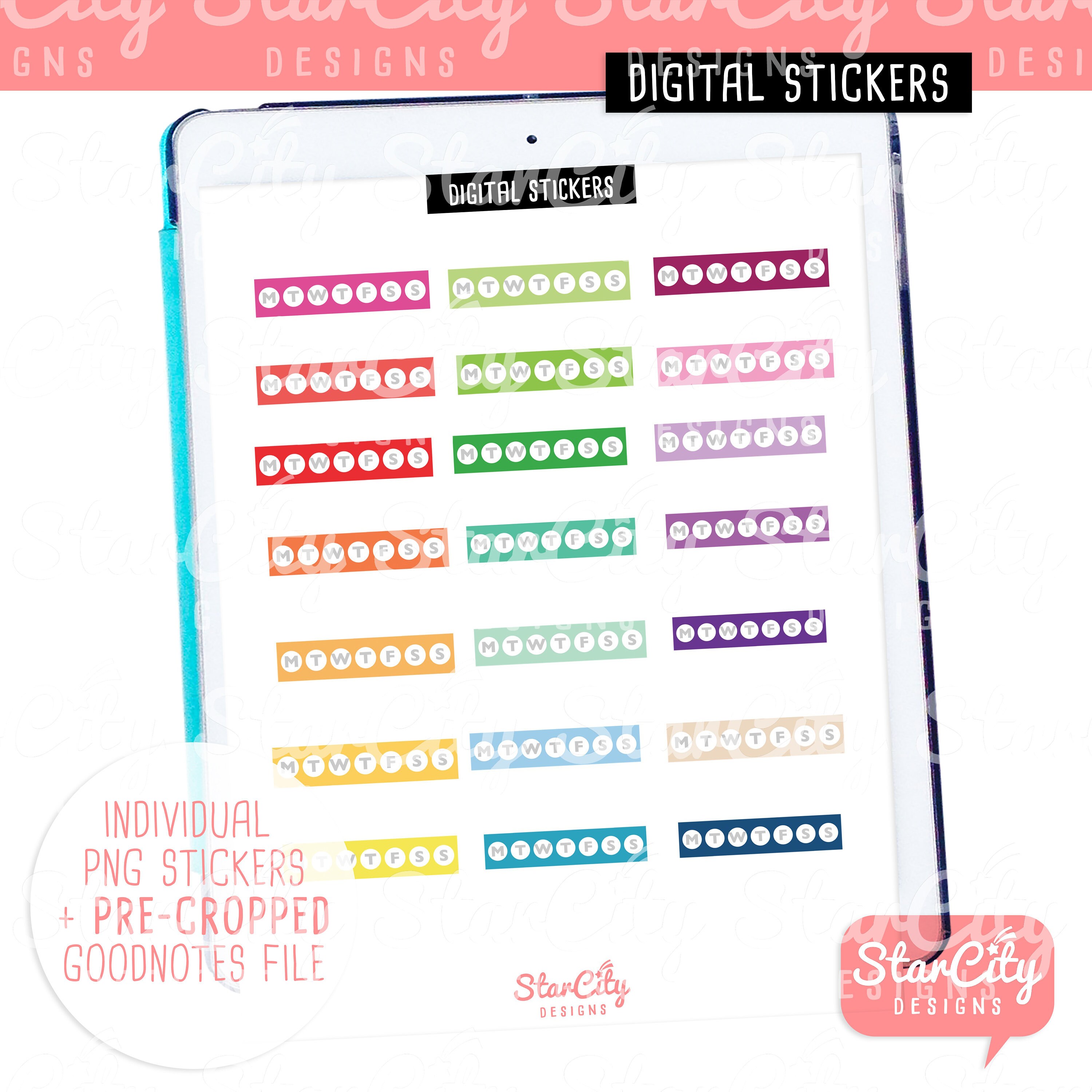 Weekly Habit Tracker Stickers Pre-cropped for Goodnotes, Digital Habit ...