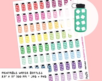 Printable Water Bottle Stickers, Hydrate Digital stickers for bullet journals, Water intake stickers, Drink water, Water tracker download