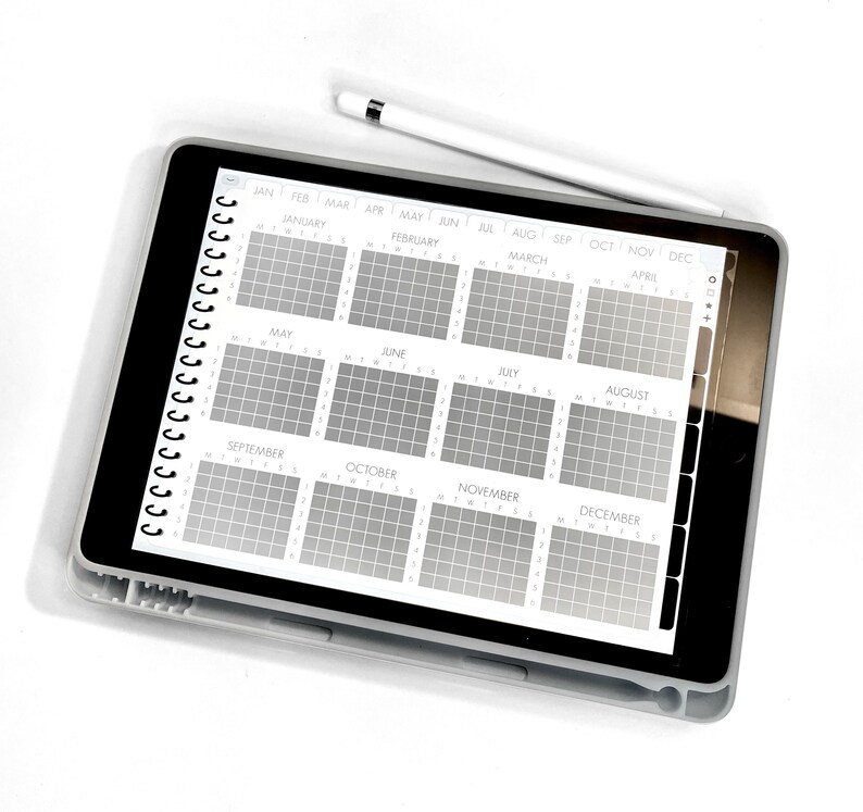 Monday Start UnDated Digital Planner, Landscape Digital Undated Planner, Digi hyperlinked planner, iPad planner, Weekly and Monthly Planner image 1