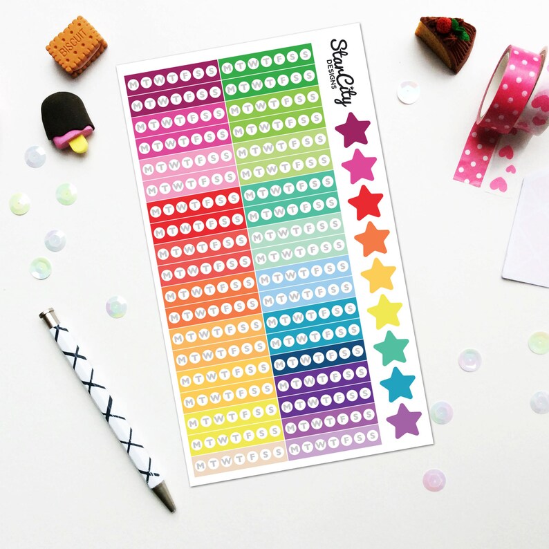 Weekly Habit Tracker Stickers Habit Stickers Star Stickers Etsy Weekly habit tracker stickers habit stickers star stickers etsy
