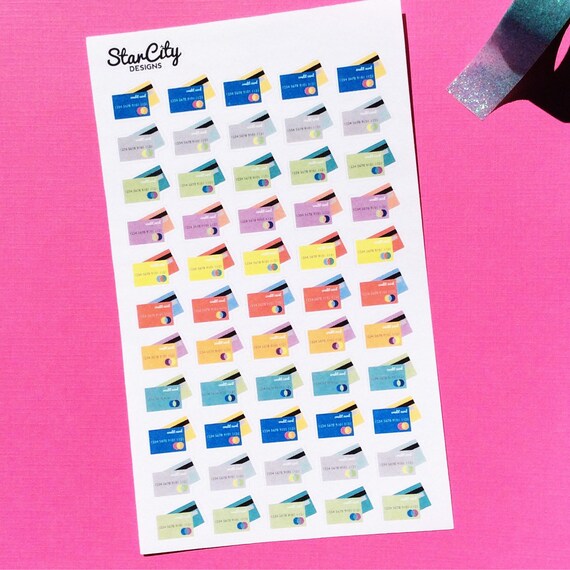 Credit Card Stickers Bill Pay Stickers Credit Stickers - Etsy