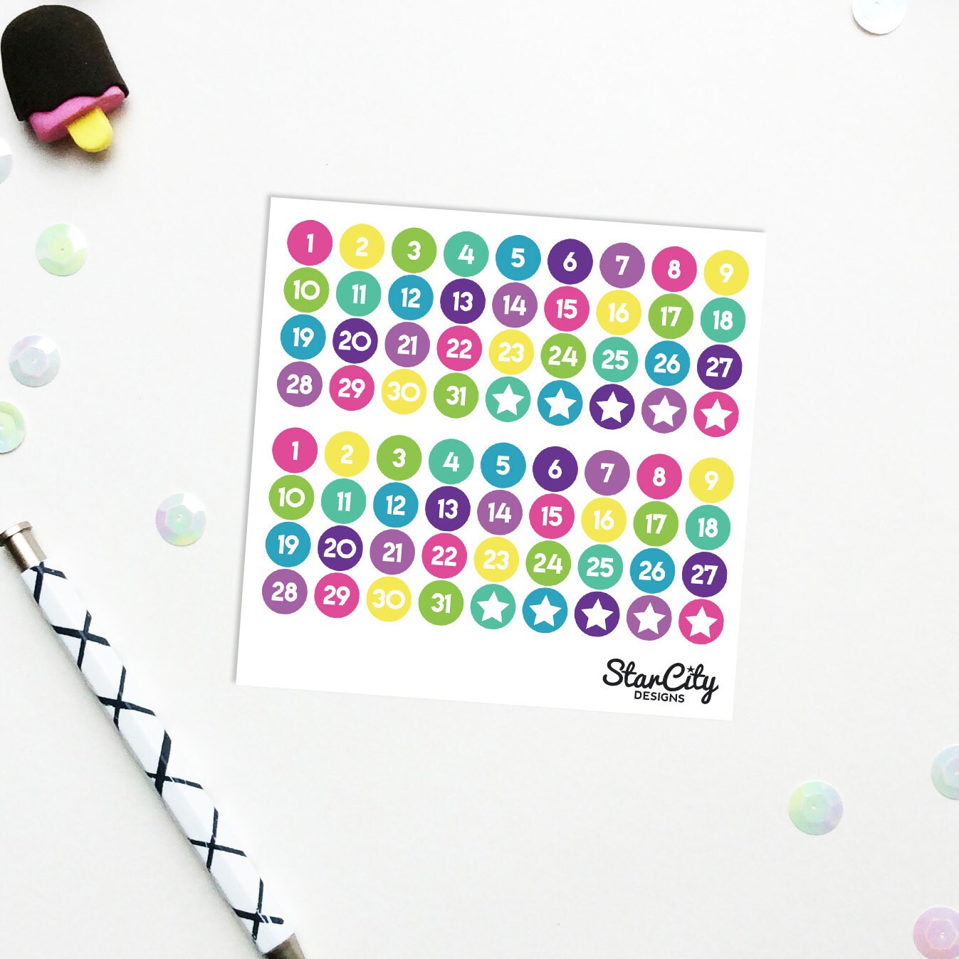 Dot Number Stickers Number Stickers bullet journal stickers Etsy