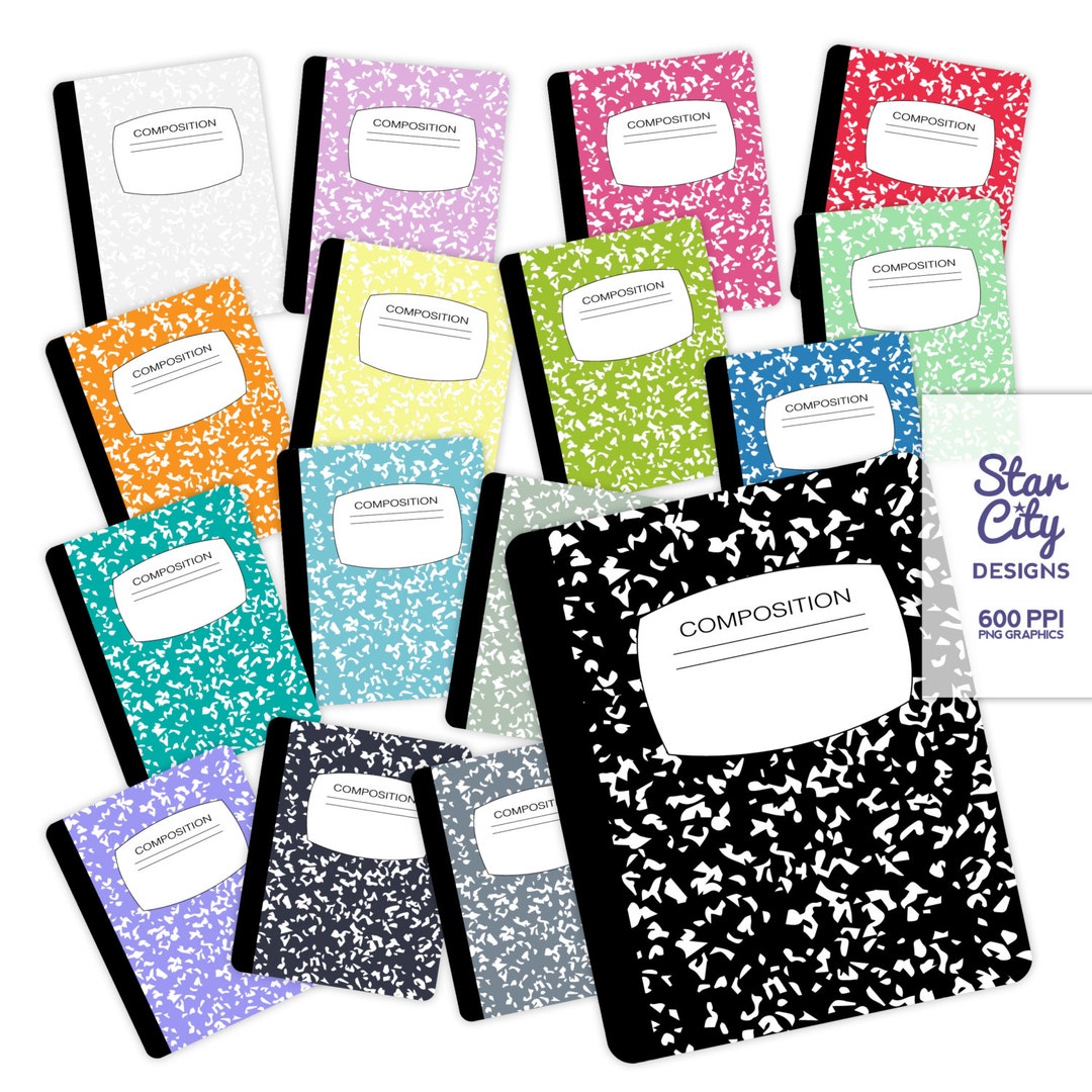 Composition Notebook Clip Art, Notebook Clipart, School Clipart