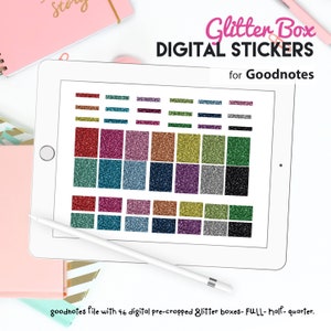 Precropped Glitter Boxes for Goodnotes, Glitter Half box, png planner stickers, digital stickers, digibujo goodnotes, transparent stickers image 1