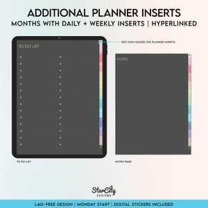Colorful UnDated Digital Planner, Undated Digital portrait planner, Undated yearly iPad planner, hyperlinked tabs, Colorful portrait planner image 6