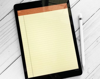 Digital Yellow Legal Notepad for tablet planners, Tabbed Notebook, Hyperlinked Student Notebook, Digital Notebook