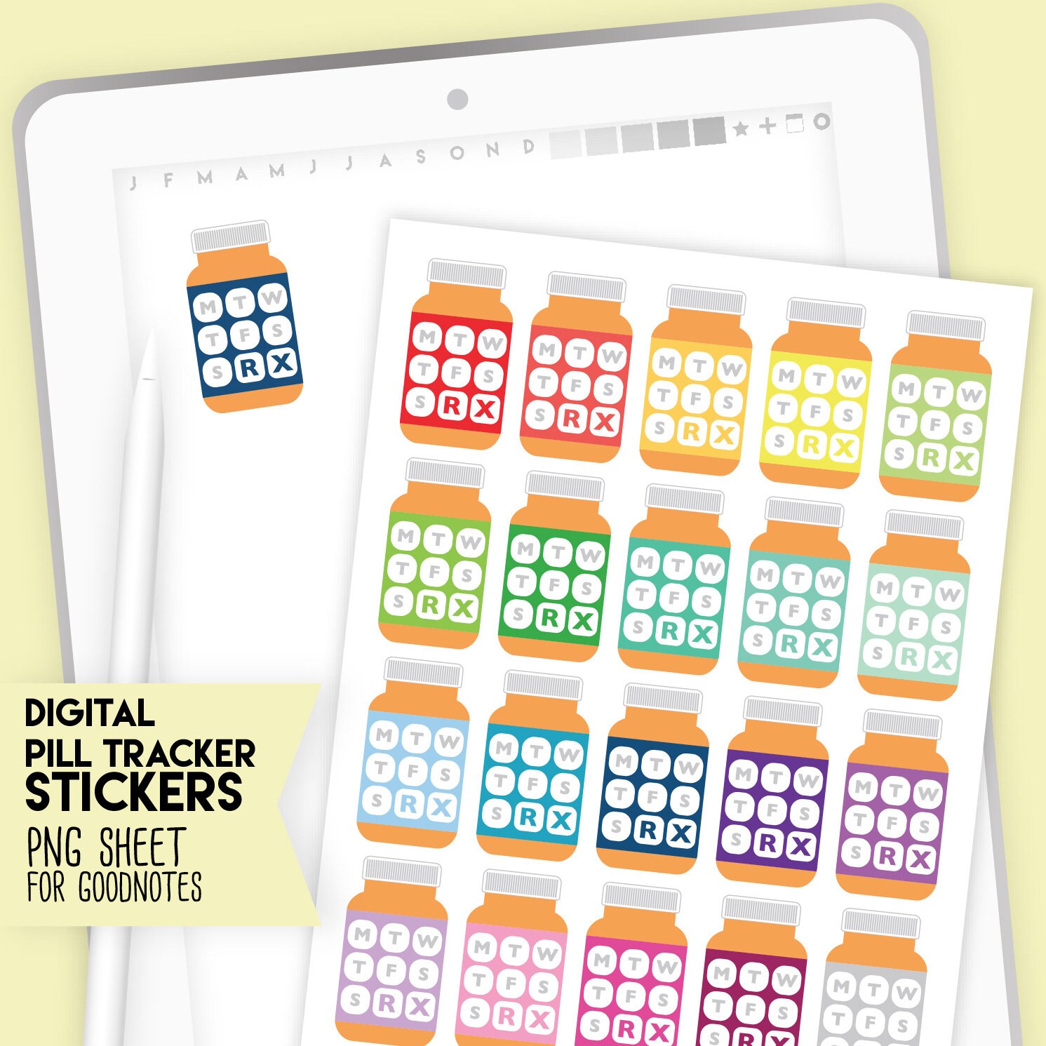 Medicine Tracker Stickers for Goodnotes Med Stickers png Etsy