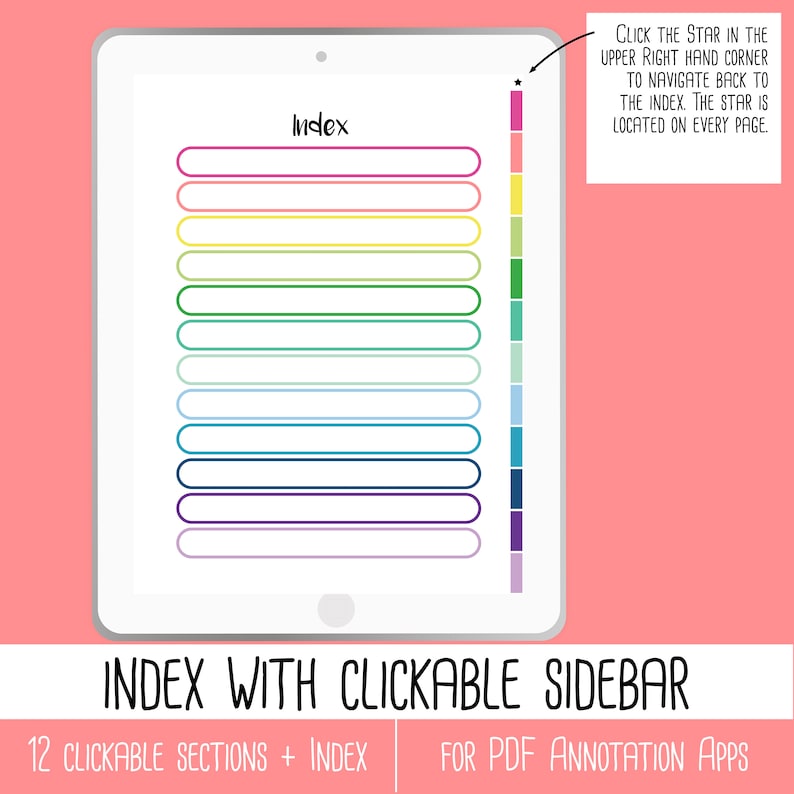 Digital Composition Notebook, PDF annotated Apps, Digital Journal, tablet planner with clickable sections, Digital Class Notebook, Dot Paper image 2