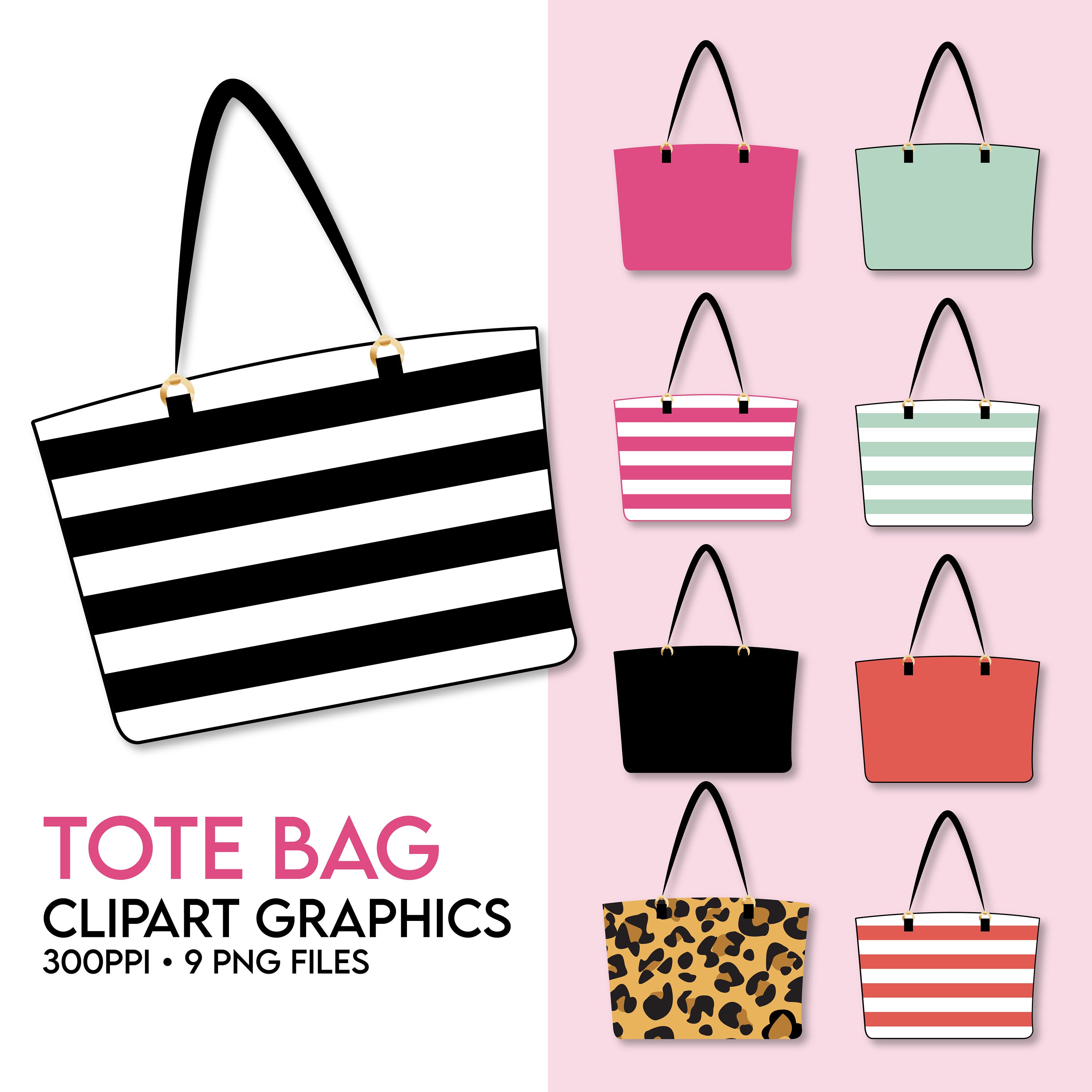 Tote Bag Clipart Plain Handbag Clipart Purse Clipart Bow Etsy