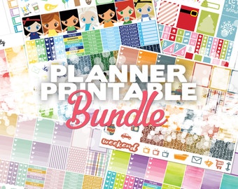 Planner Printable Stickers, Planner Bundle Pack, Download Planner stickers, Bundle sticker kit, Weekly planner kit, planner pages, meal plan