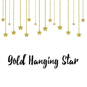 Hanging Star Clipart, Gold Star Clipart, Silver Star Clipart, Hanging Stars clipart, Hanging Star graphics, Design embellishments, accents image 3