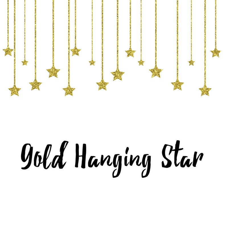 Hanging Star Clipart, Gold Star Clipart, Silver Star Clipart, Hanging Stars clipart, Hanging Star graphics, Design embellishments, accents image 3