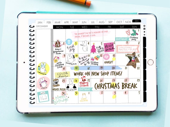 Landscape Digital Undated Planner hyperlinked ipad planner Kids Planner ...