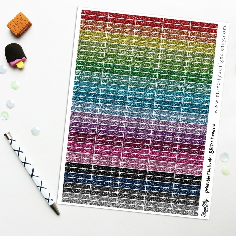 Printable Glitter Headers Printable Planner Stickers Planner Etsy