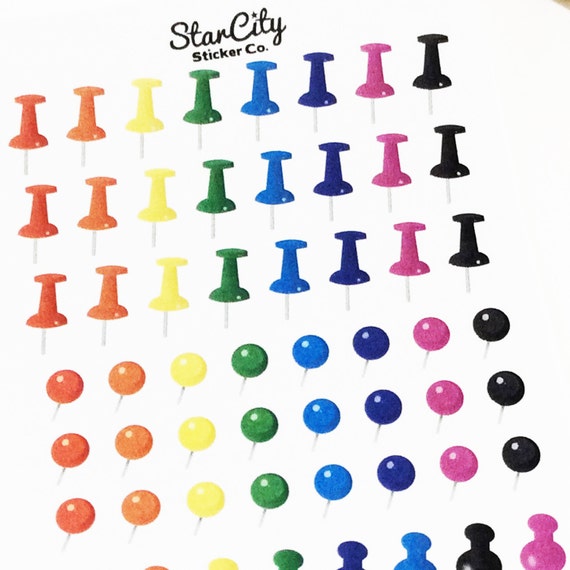 Push Pin Stickers Thumbtack Stickers Push Pin Stickers Etsy