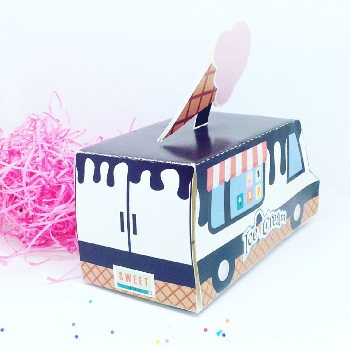 Printable Ice Cream truck gift card/ favor box Party Favor ...
