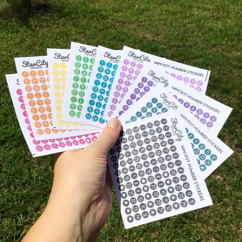 Mini Dot Number Stickers Tiny Dot Number Stickers bullet Etsy
