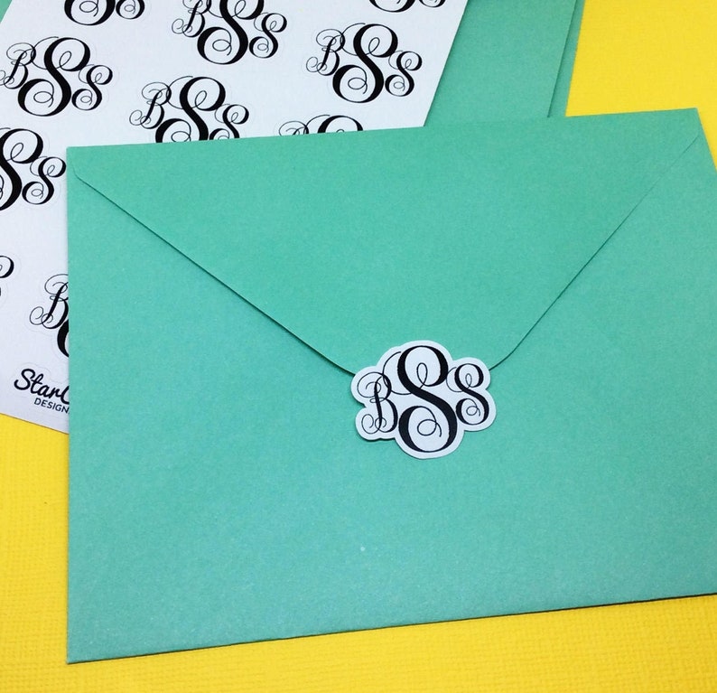 Monogram Envelope Seals Initial Stickers Personalized Gift Etsy
