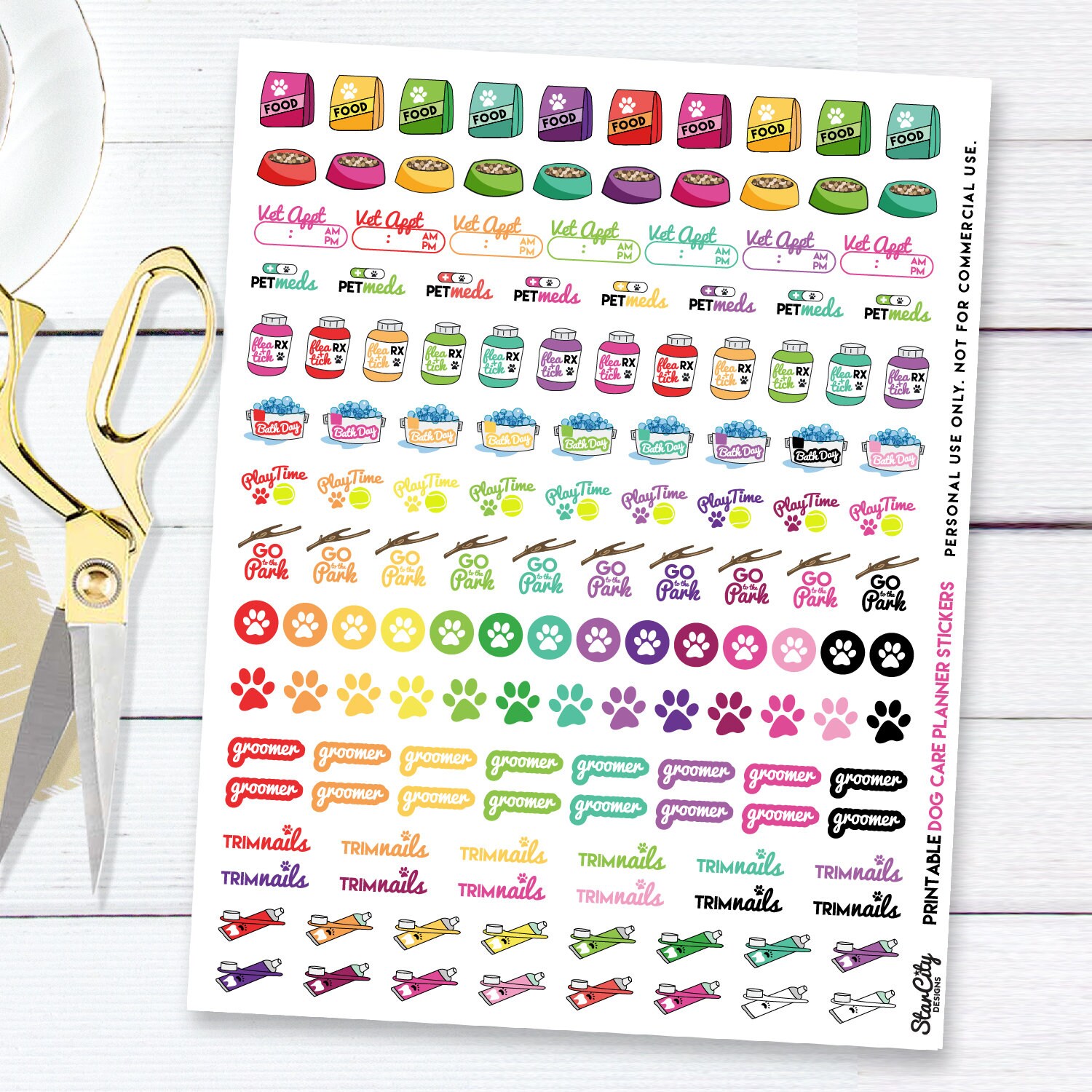 Printable Dog Care Stickers Dog Planner Stickers Pet Meds Etsy