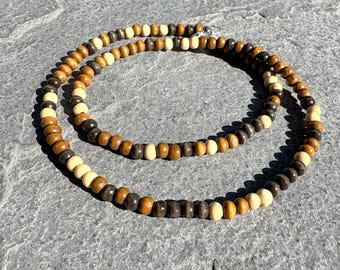 Woodline Bead Necklace, Handmade Earthy Jewelry, Minimalist Natural Wood Necklace, Boho Earth Jewelry