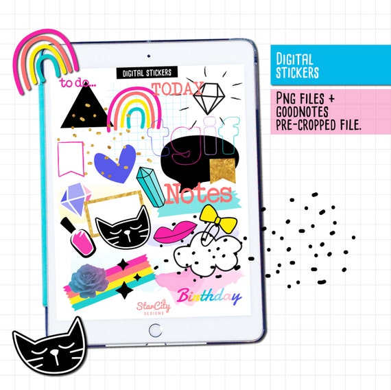 digital png stickers pngs for digital planner Deco stickers Assorted Digital Stickers Pre-cropped for Goodnotes Digital Stickers